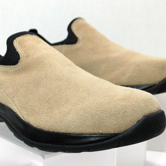 Lands End Suede Leather Moc Clog Slip-On Loafer Rubber Sole Tan Women's US 7B - Picture 3 of 16